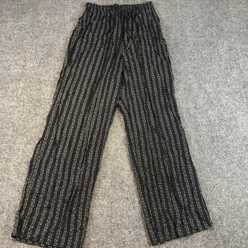 Basic Editions Black White Stripe Wide Leg Lounge‎ Pants Women's Size S